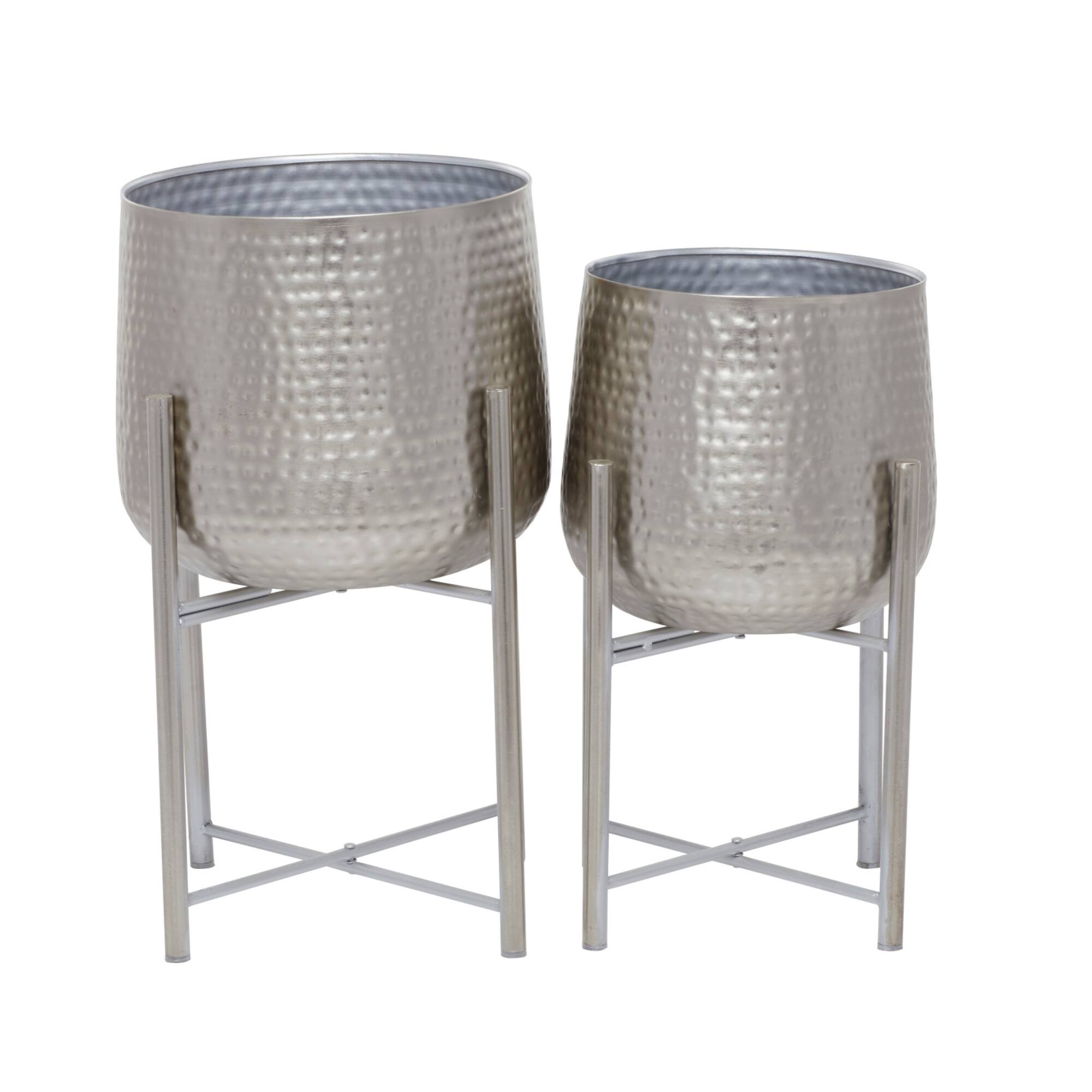 Silver Transitional Planter, Set of 2" 19", 16"